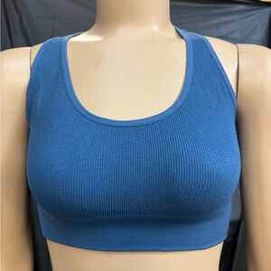 SHEIN Blue Sports Bra Seamless Ribbed Design